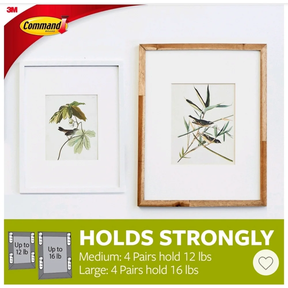 Command 12 Sets of Medium - 16 Sets of Large Size Picture Hanging Strips